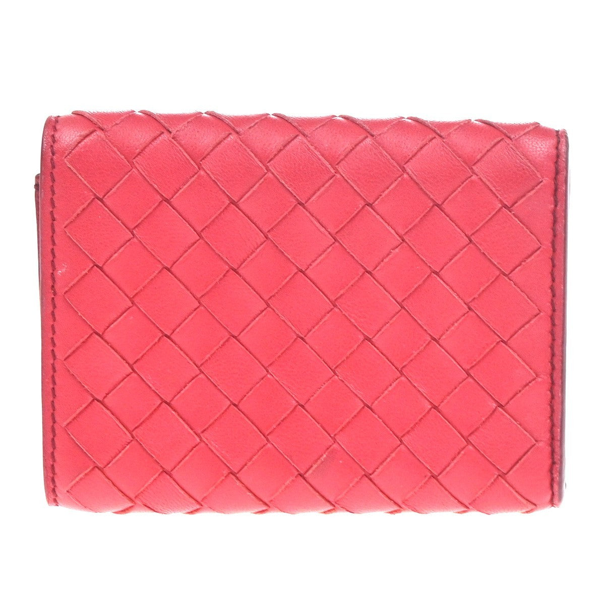 BOTTEGA VENETA Intrecciato Trifold Compact Wallet Leather Red Italy 30KC757