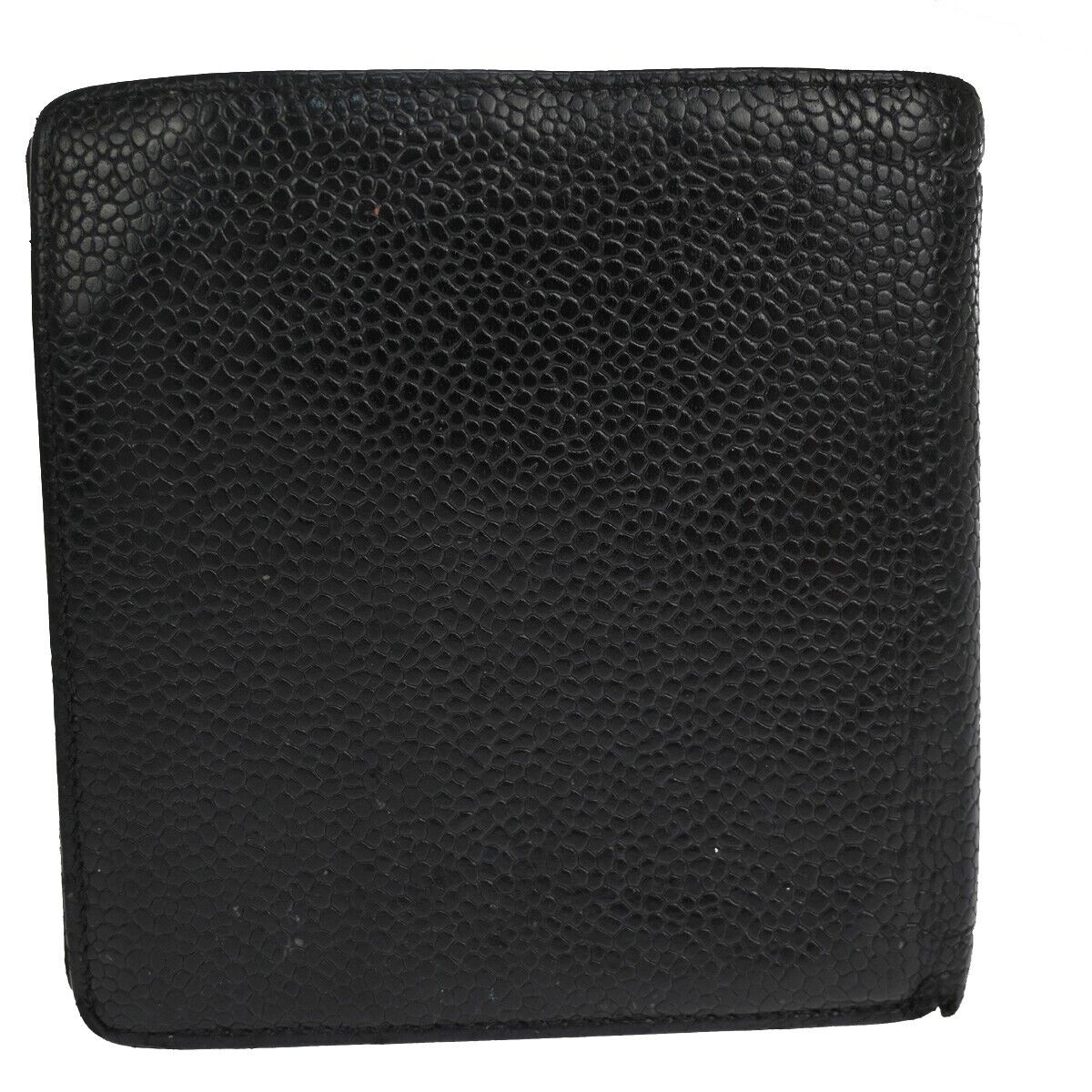 CHANEL CC Logo Bifold Wallet Caviar Skin Leather Black France Vintage 60EA462