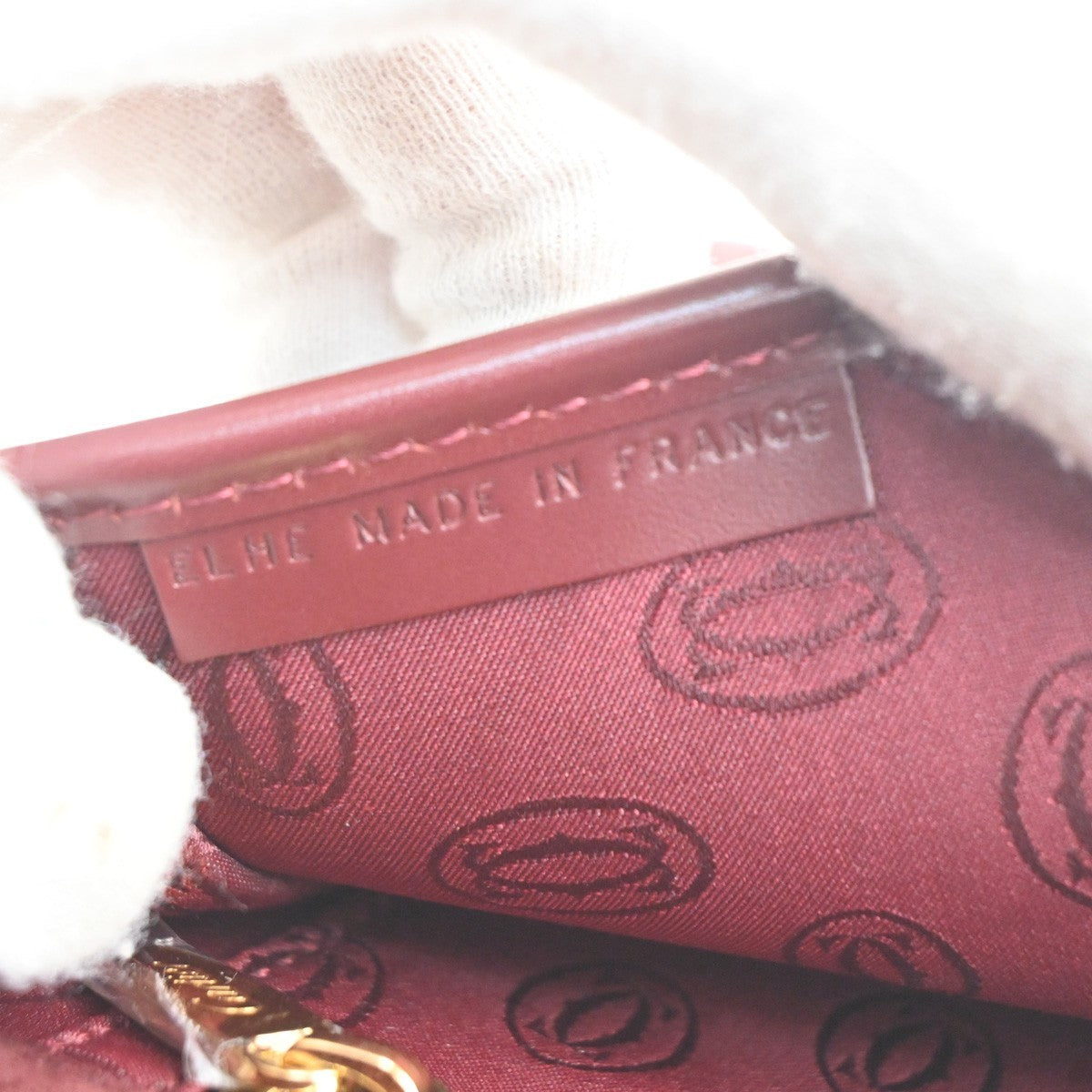 CARTIER 2C Logo Shoulder Bag Leather Suede Red Burgundy GHW France 80RL955