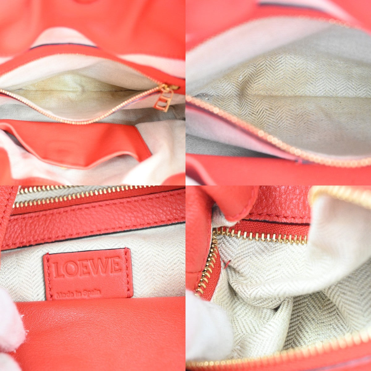 LOEWE Logo Flamenco Kont Anagram Shoulder Tote Bag Leather Red Spain 12RL860