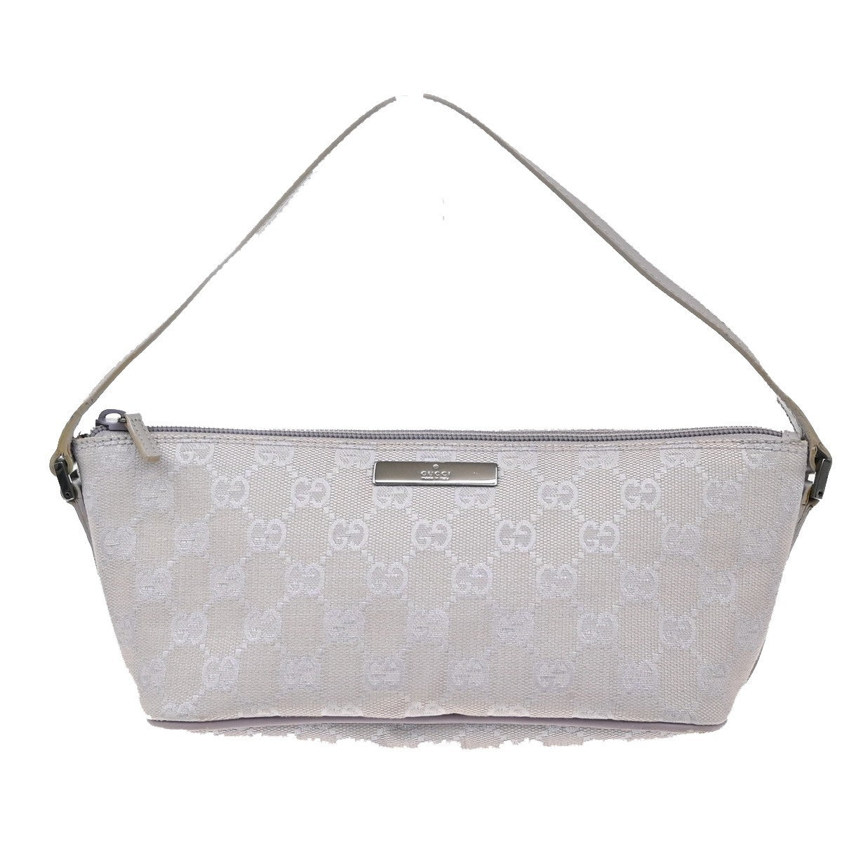 GUCCI Logo GG Pattern Shoulder Hand Bag Canvas Leather Lavender Italy 66EG020