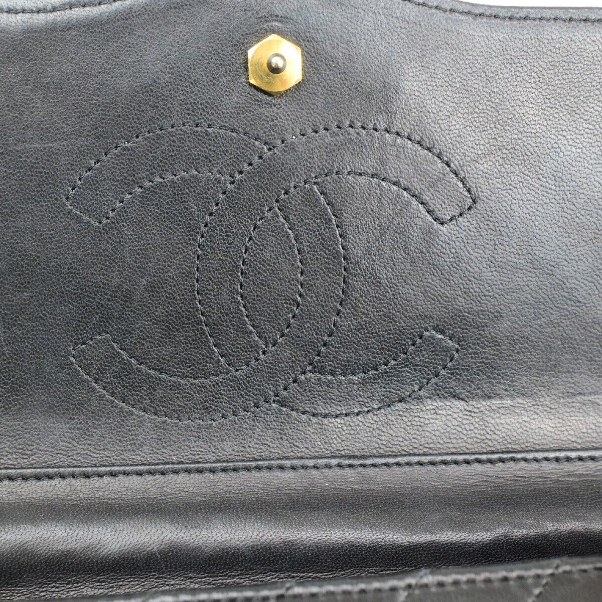 CHANEL CC Bias Stitch Chain Shoulder Bag Leather Black GHW Vintage 645RF150