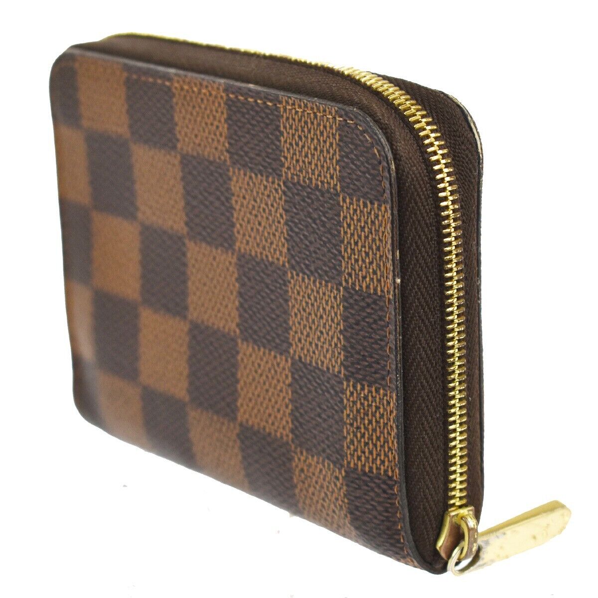 LOUIS VUITTON Zippy Coin Purse Wallet Bifold Damier Ebene Leather N63070 32RC362
