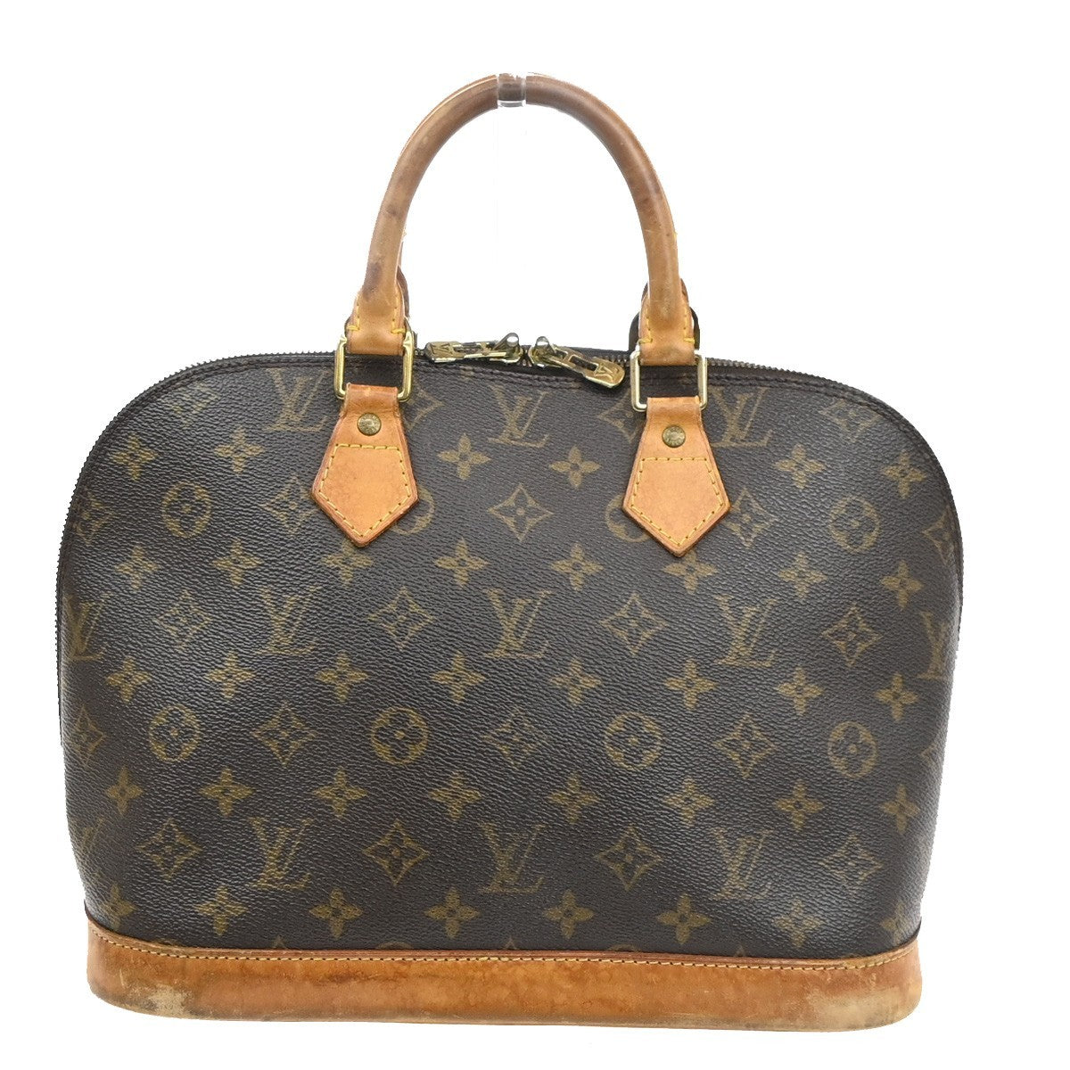 LOUIS VUITTON LV Logo Alma Hand Bag Monogram Leather Brown France M51130 34SA148