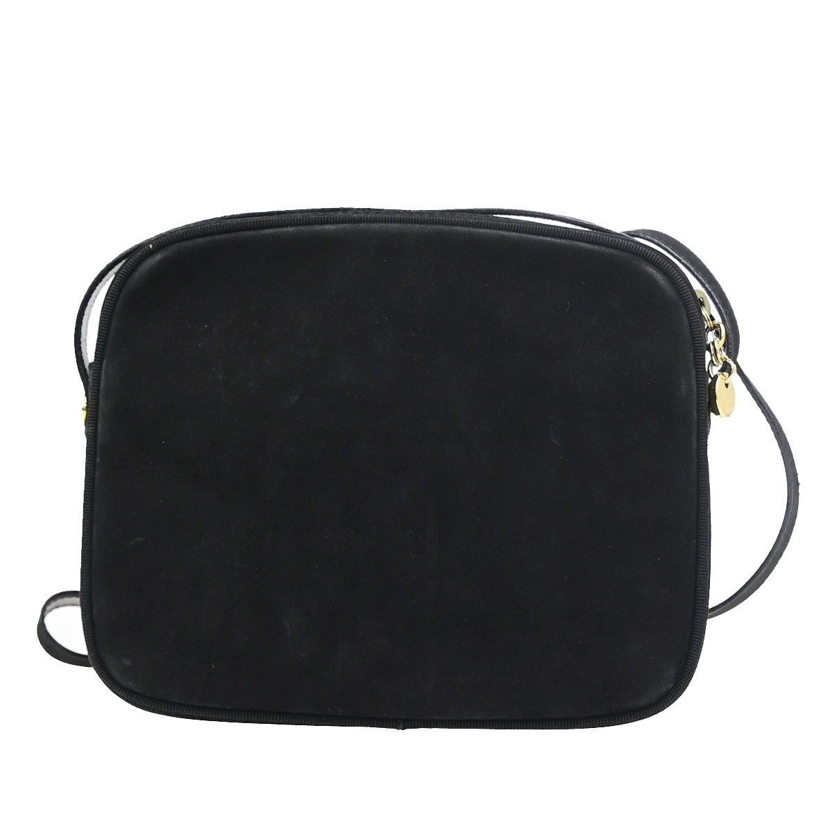 SALVATORE FERRAGAMO Logo Vara Mini Shoulder Bag Suede Leather Black GHW 36KD113
