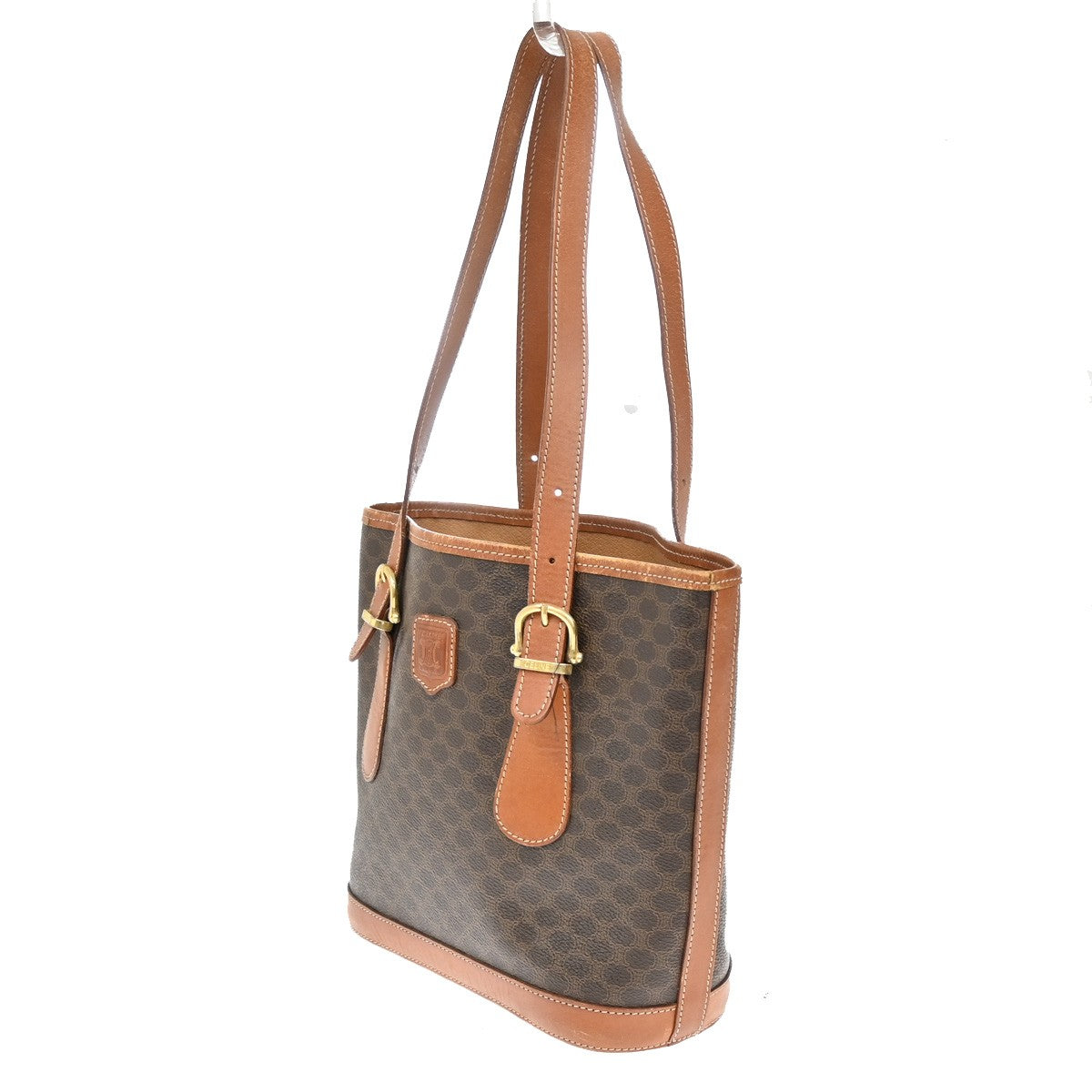 CELINE Logo Macadam Pattern Shoulder Bag PVC Leather Brown GHW Italy 66YH783
