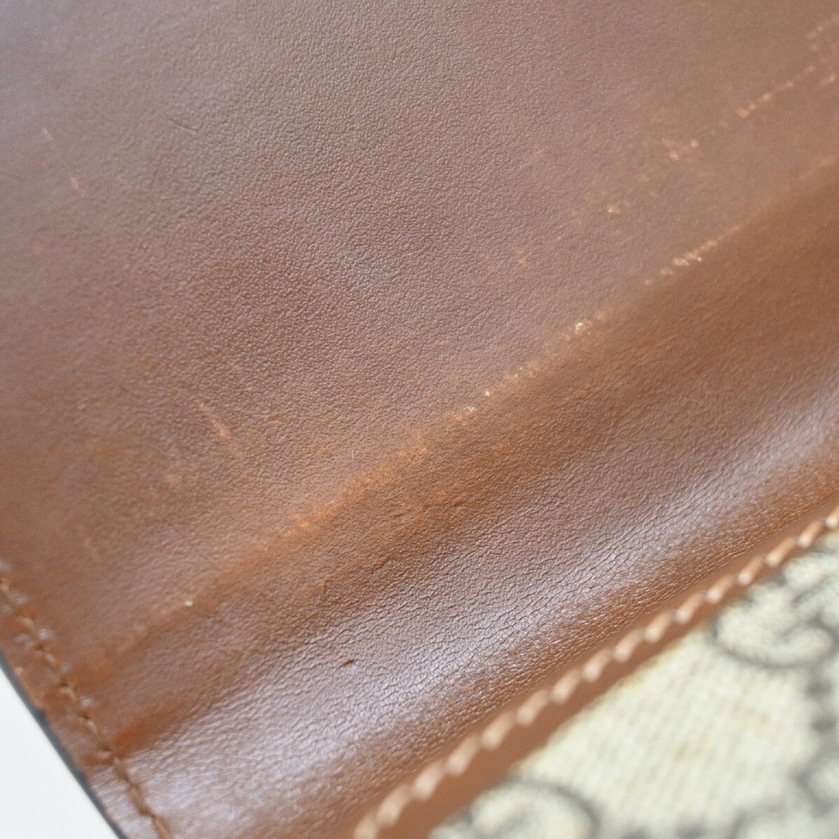 GUCCI Logo GG Pattern Long Bifold Wallet Supreme Leather Brown 62EE139