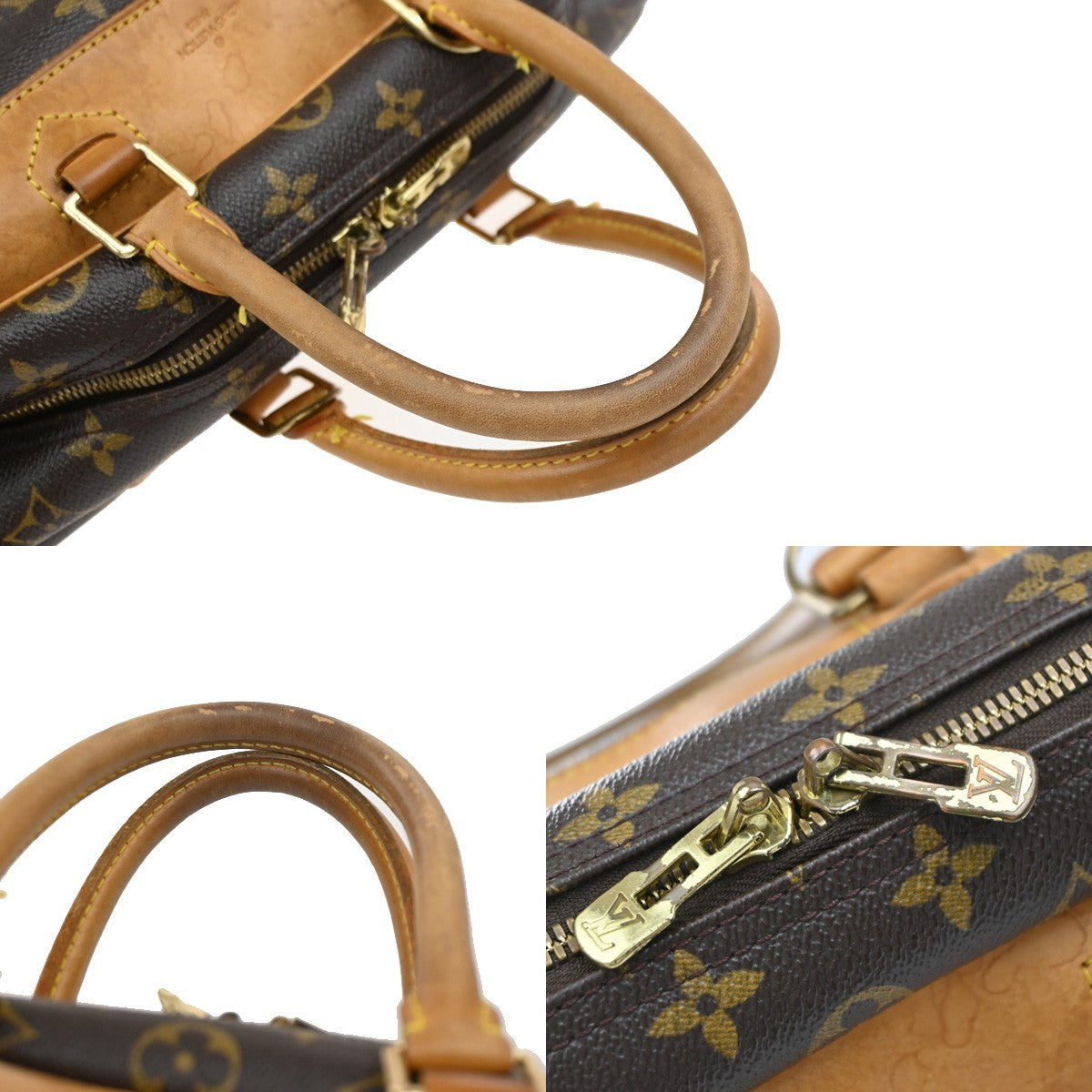 LOUIS VUITTON LV Logo Deauville Hand Bag Monogram Leather Brown M47270 32KP222