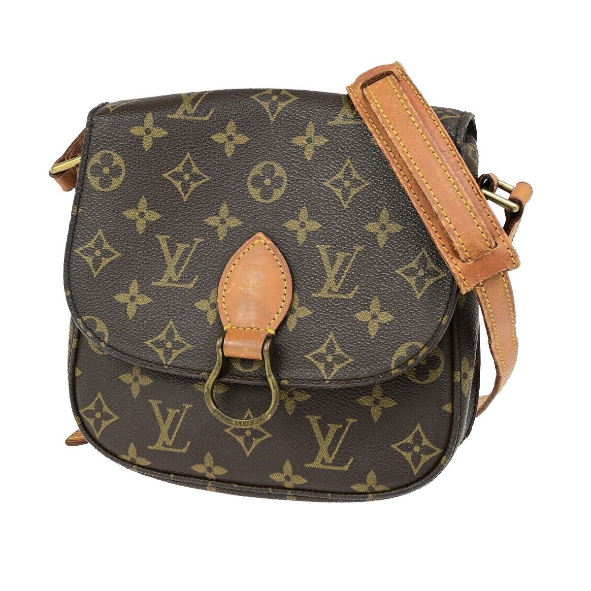 LOUIS VUITTON Saint Cloud MM Shoulder Bag Monogram Leather Brown M51243 65FB335