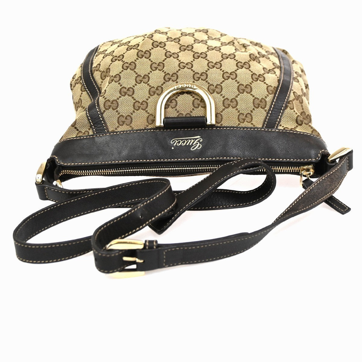 GUCCI GG Pattern Abbey D-ring Shoulder Bag Canvas Leather Brown Italy  30KC604