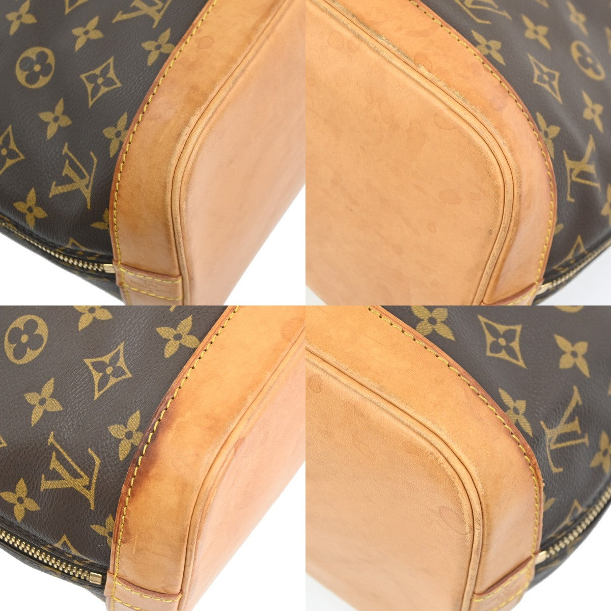 LOUIS VUITTON LV Logo Alma Hand Bag Monogram Leather Brown France M51130 81PA055