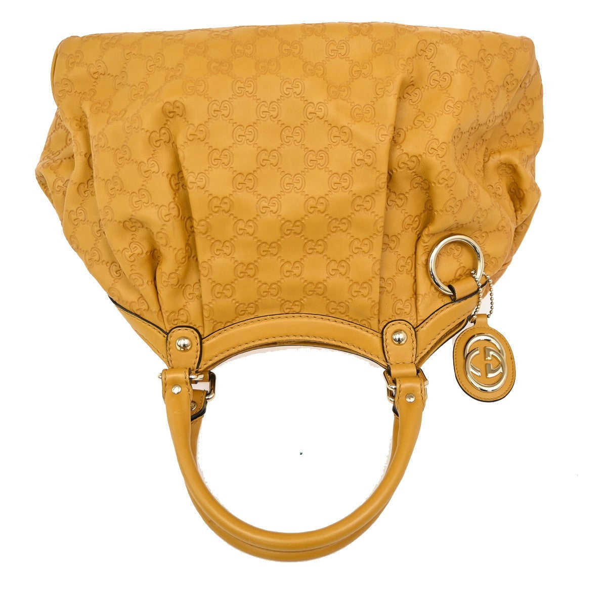 GUCCI GG Sukey Charm Hand Tote Bag Leather Yellow GHW 493492 85TA113