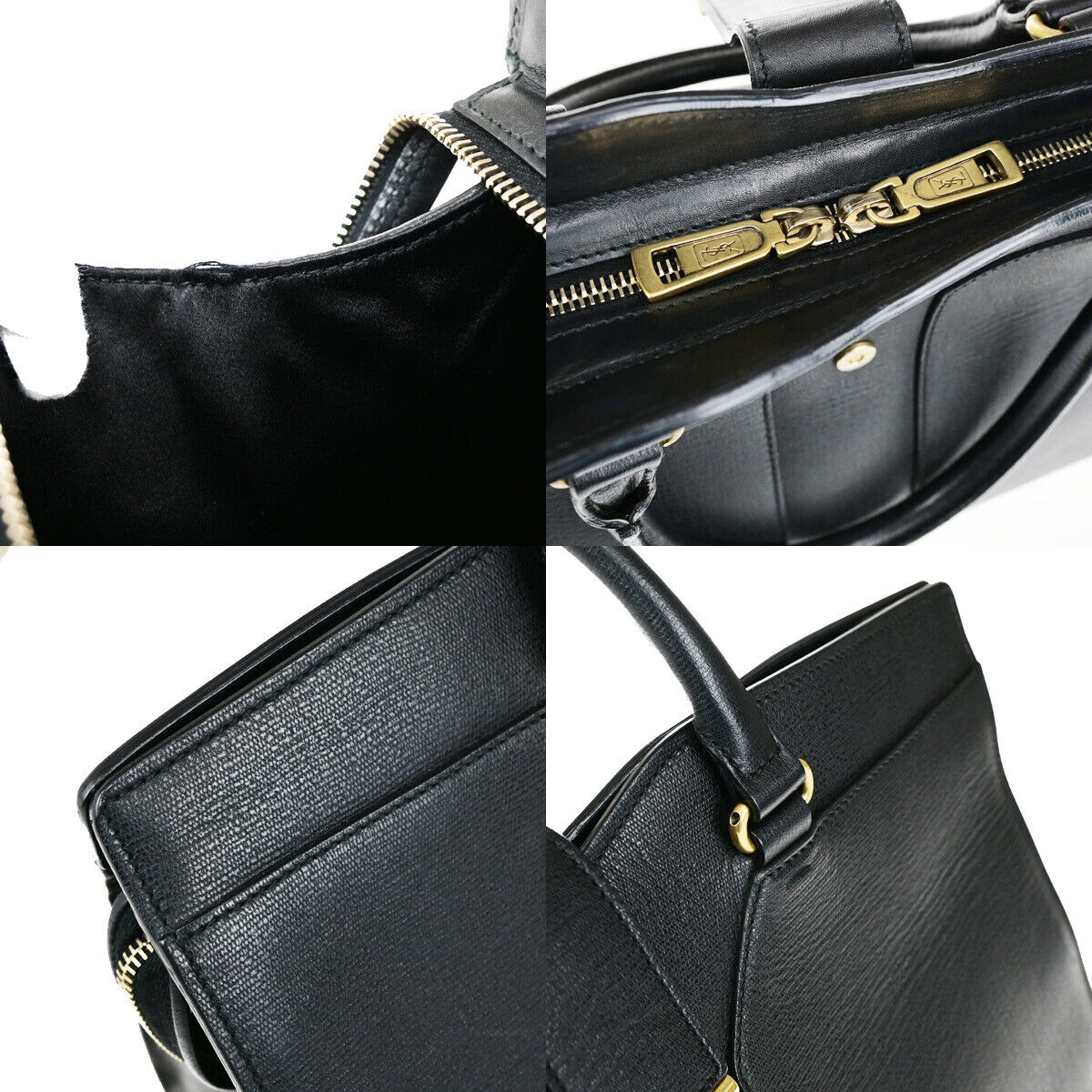 YVES SAINT LAURENT Y Line Cabas Chyc Hand Bag Leather Black GHW Italy 22YG428
