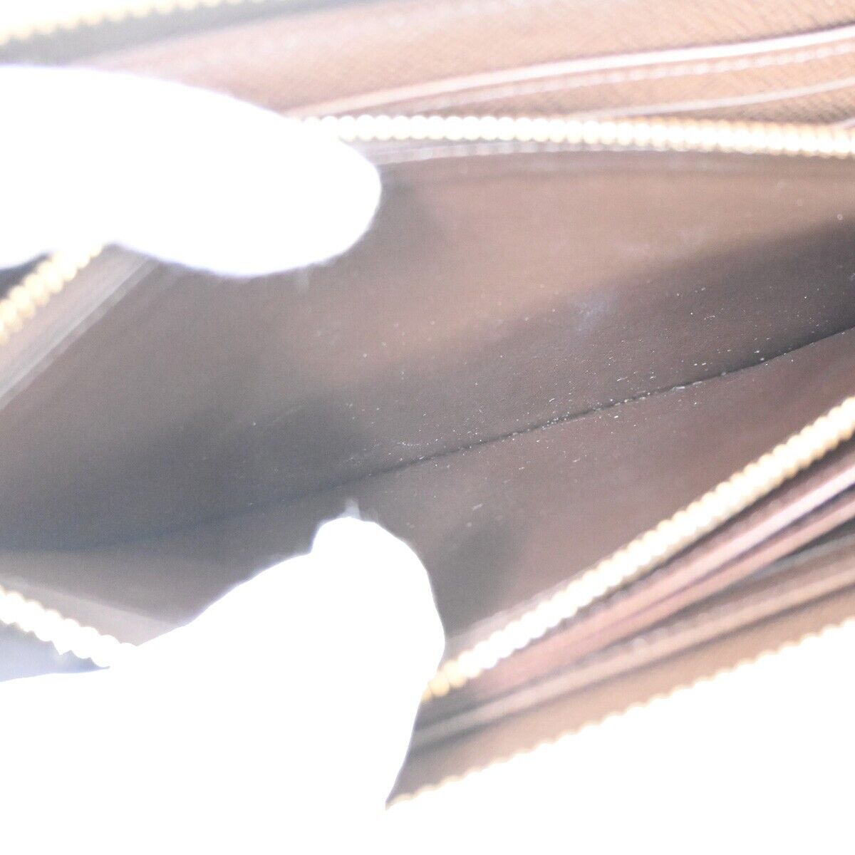 LOUIS VUITTON Zippy Wallet Long Bifold Purse Damier Leather Brown N60015 21RJ315