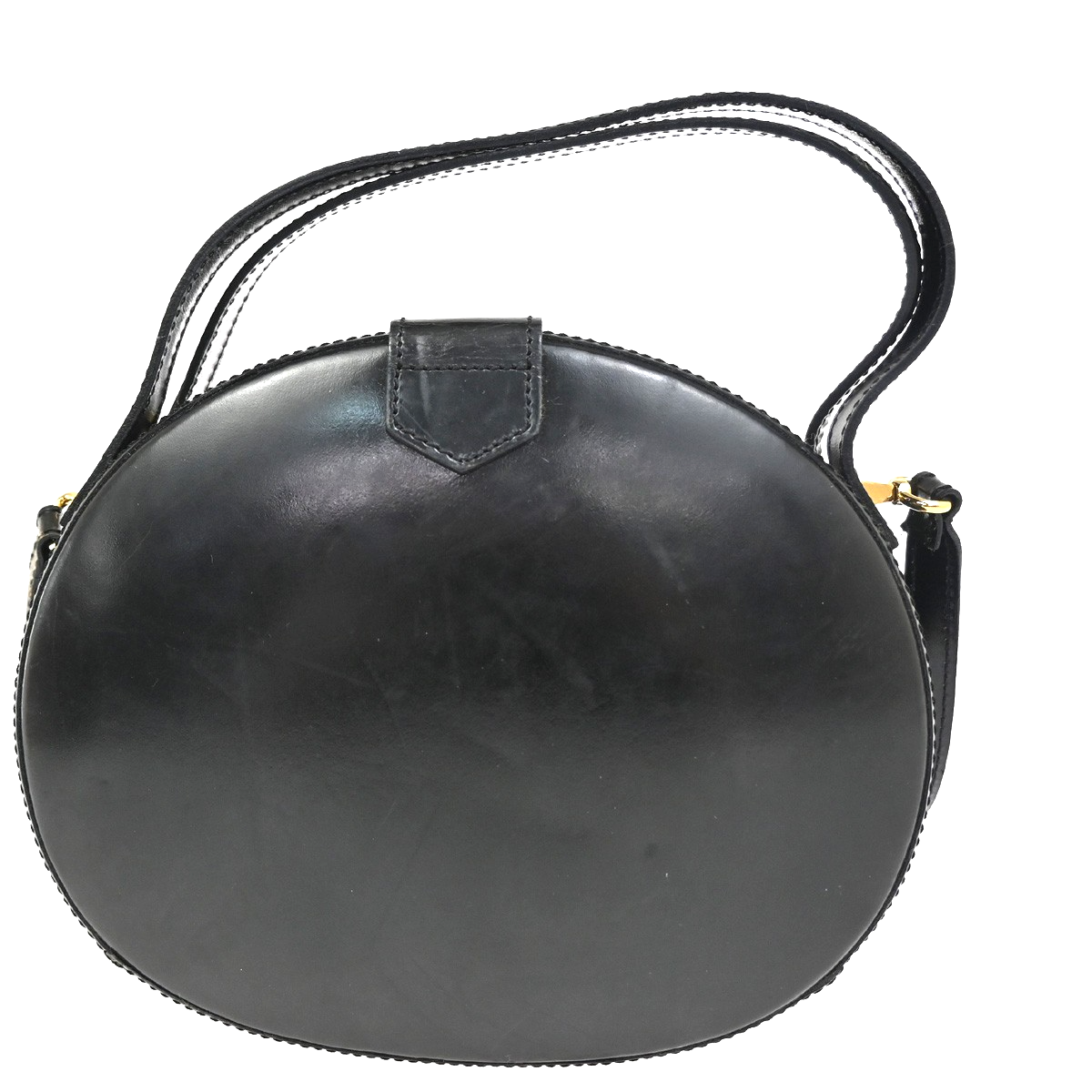 LOEWE Anagram Round 2Way Top Handle Shoulder Bag Calfskin Leather Black 65CA573