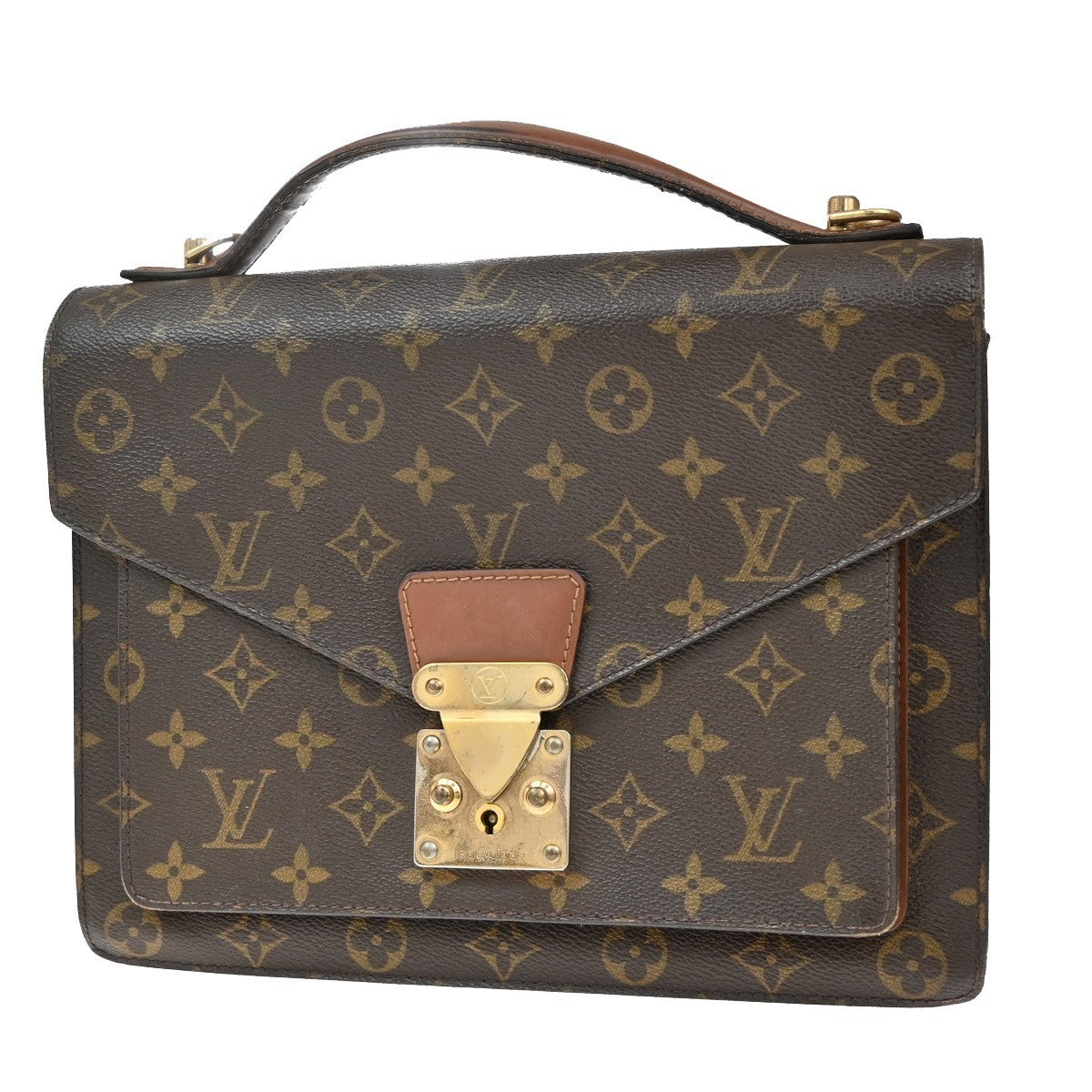 LOUIS VUITTON Monceau 28 Hand Bag Monogram Leather Brown France M51185 39KB573