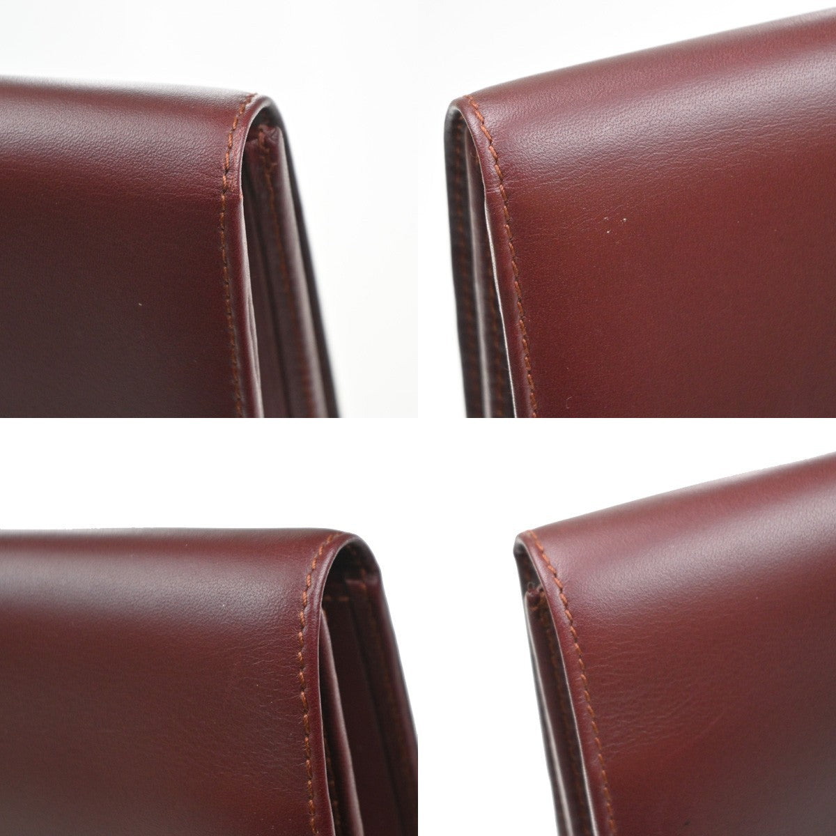 CARTIER Logo Must Line Clutch Hand Bag Leather Red Burgundy GHW 09MA544