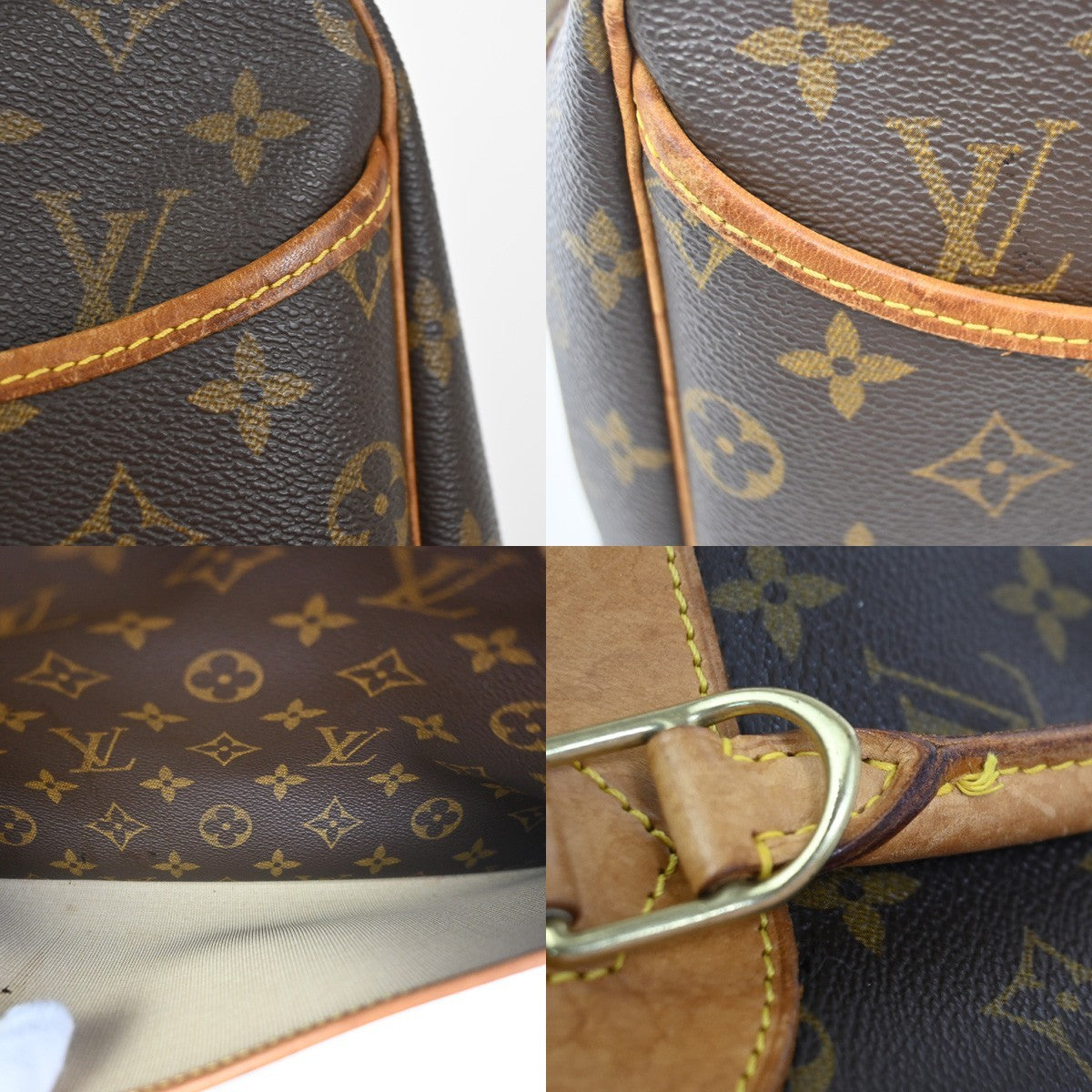 LOUIS VUITTON LV Logo Deauville Hand Bag Monogram Leather Brown M47270 70KD014