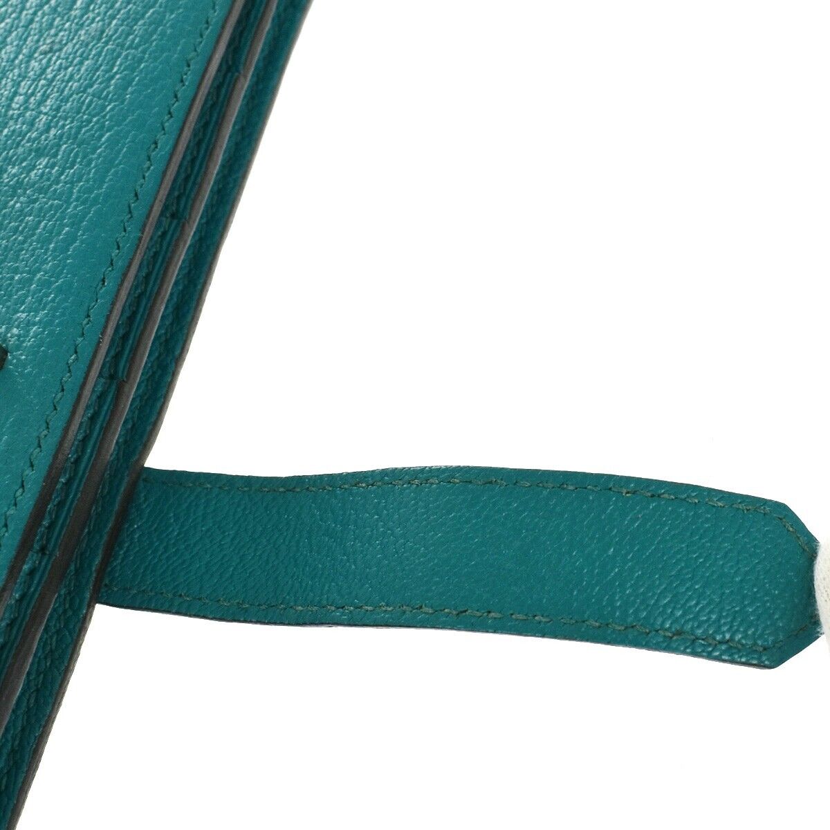 HERMES H Logo Bearn Long Bifold Wallet Purse Chevre Leather Green 32RH514