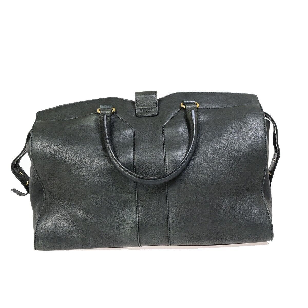 YVES SAINT LAURENT YSL Logo Cabas Chyc Hand Bag Leather Black GHW Italy 70EB951