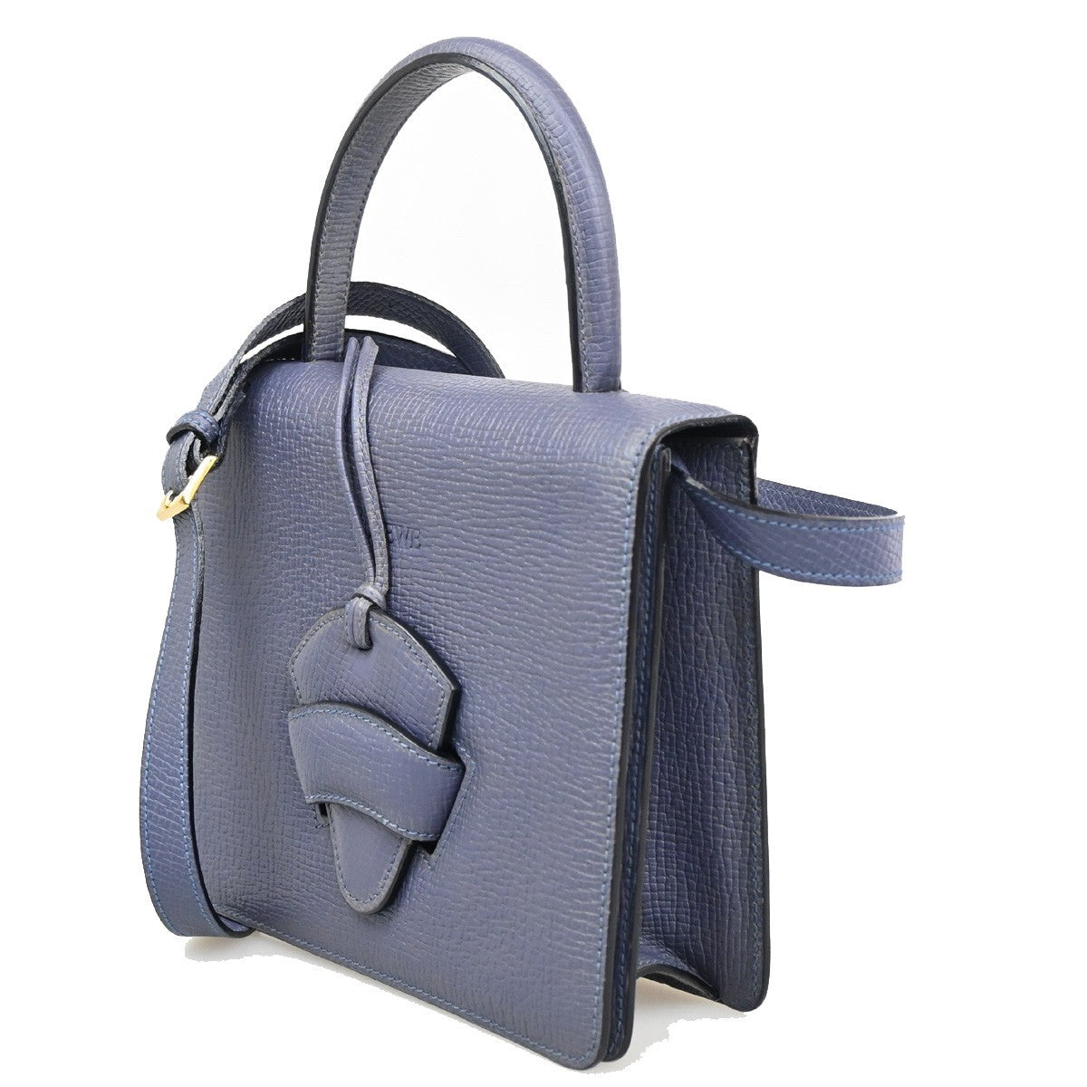 LOEWE Logo Barcelona 2Way Shoulder Bag Embossing Leather Purple GHW 16RL508
