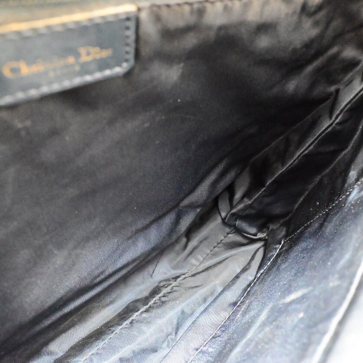 CHRISTIAN DIOR Trotter Pattern Hand Tote Bag Canvas Leather Blue GHW 35EB800