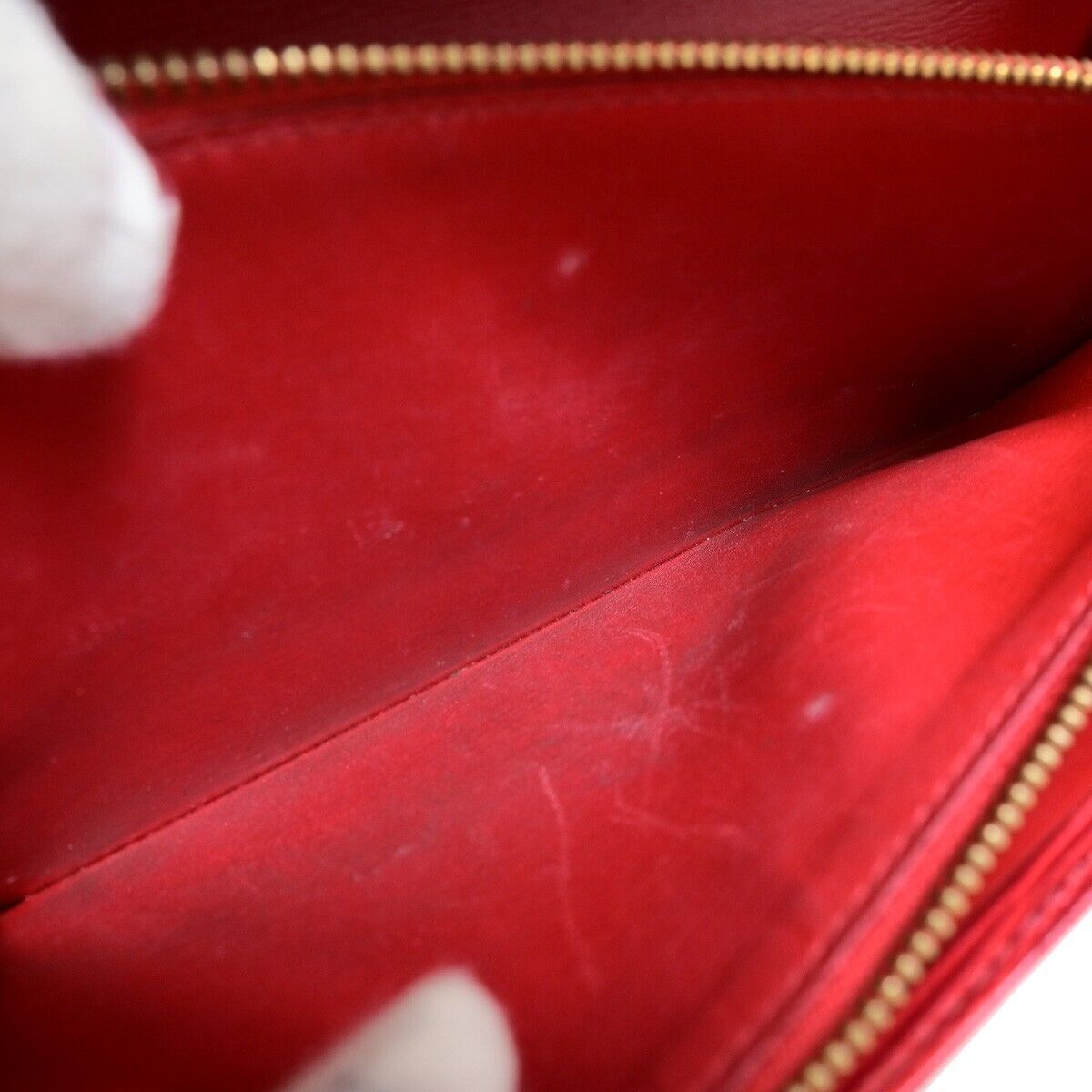LOUIS VUITTON LV Logo 2 Set Bifold Long Wallet Epi Leather Red Ruby 61KA294
