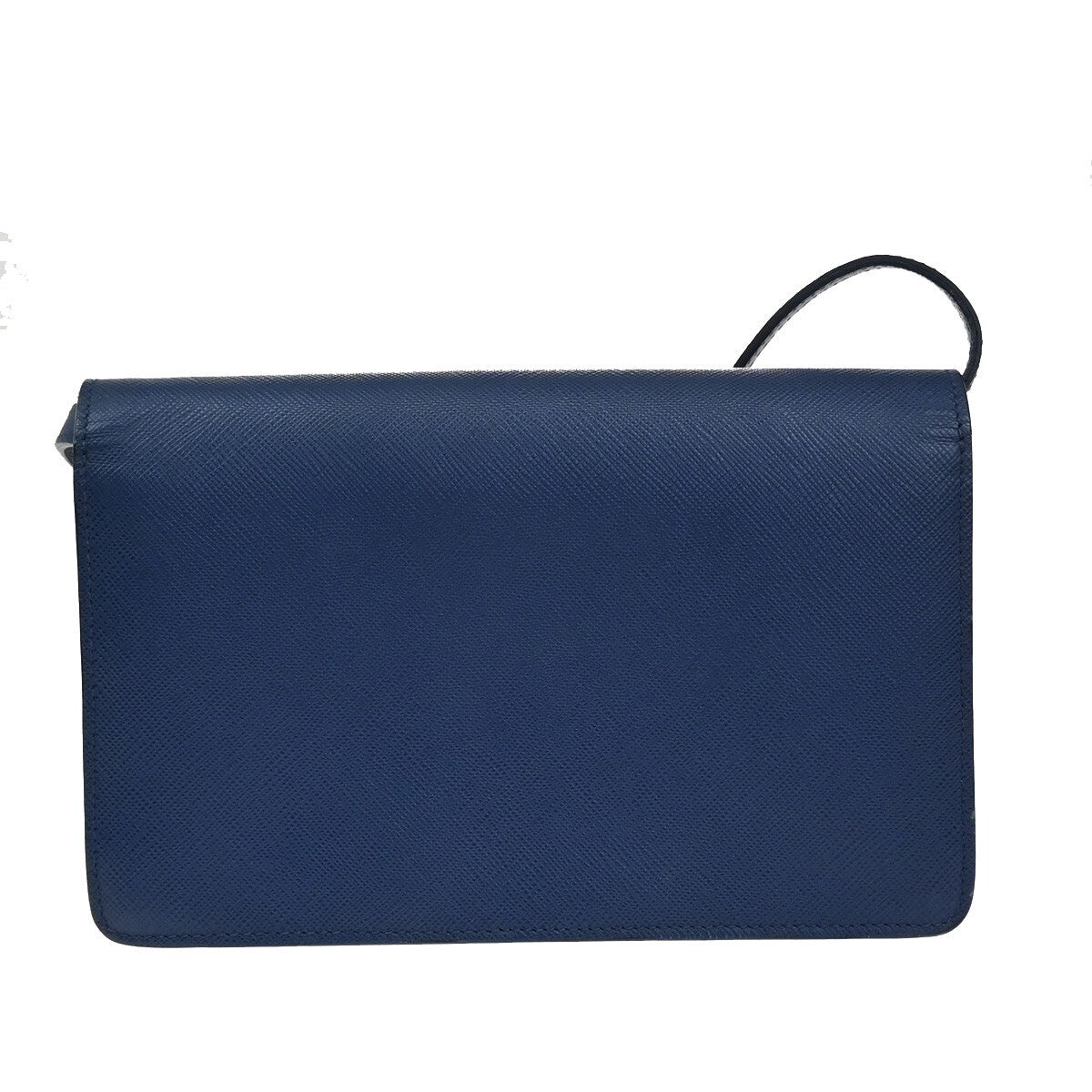 PRADA MILANO Logo Bow 2Way Shoulder Clutch Bag Saffiano LUX Leather Blue 87RF248