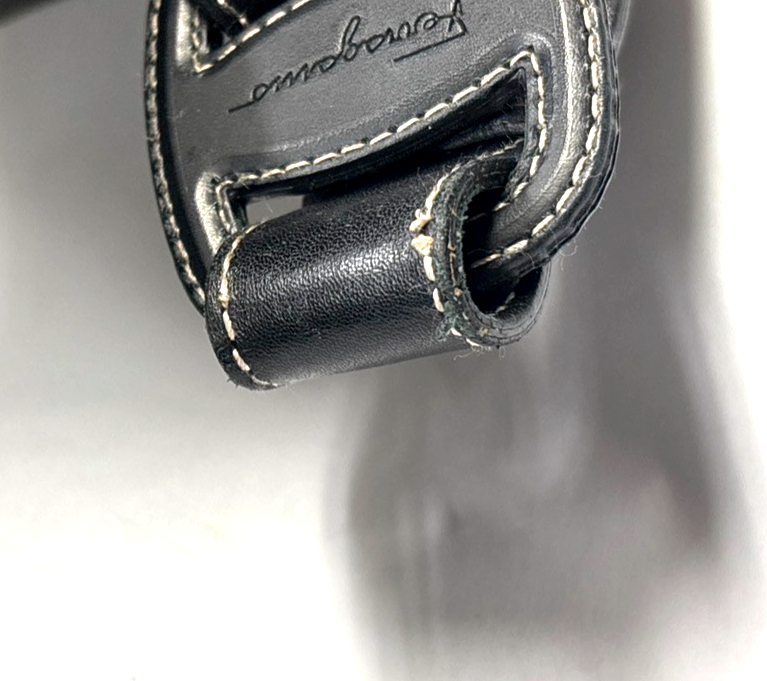 SALVATORE FERRAGAMO Logo Vara Shoulder Bag Leather Black SHW Italy 02MA690