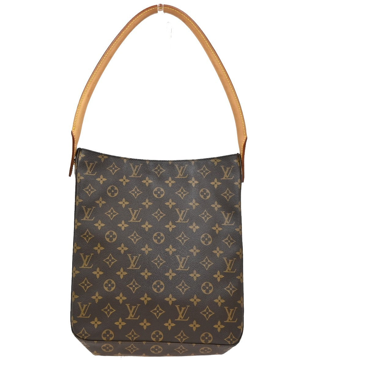 LOUIS VUITTON Logo Looping GM Shoulder Bag Monogram Leather Brown M51145 12KC962