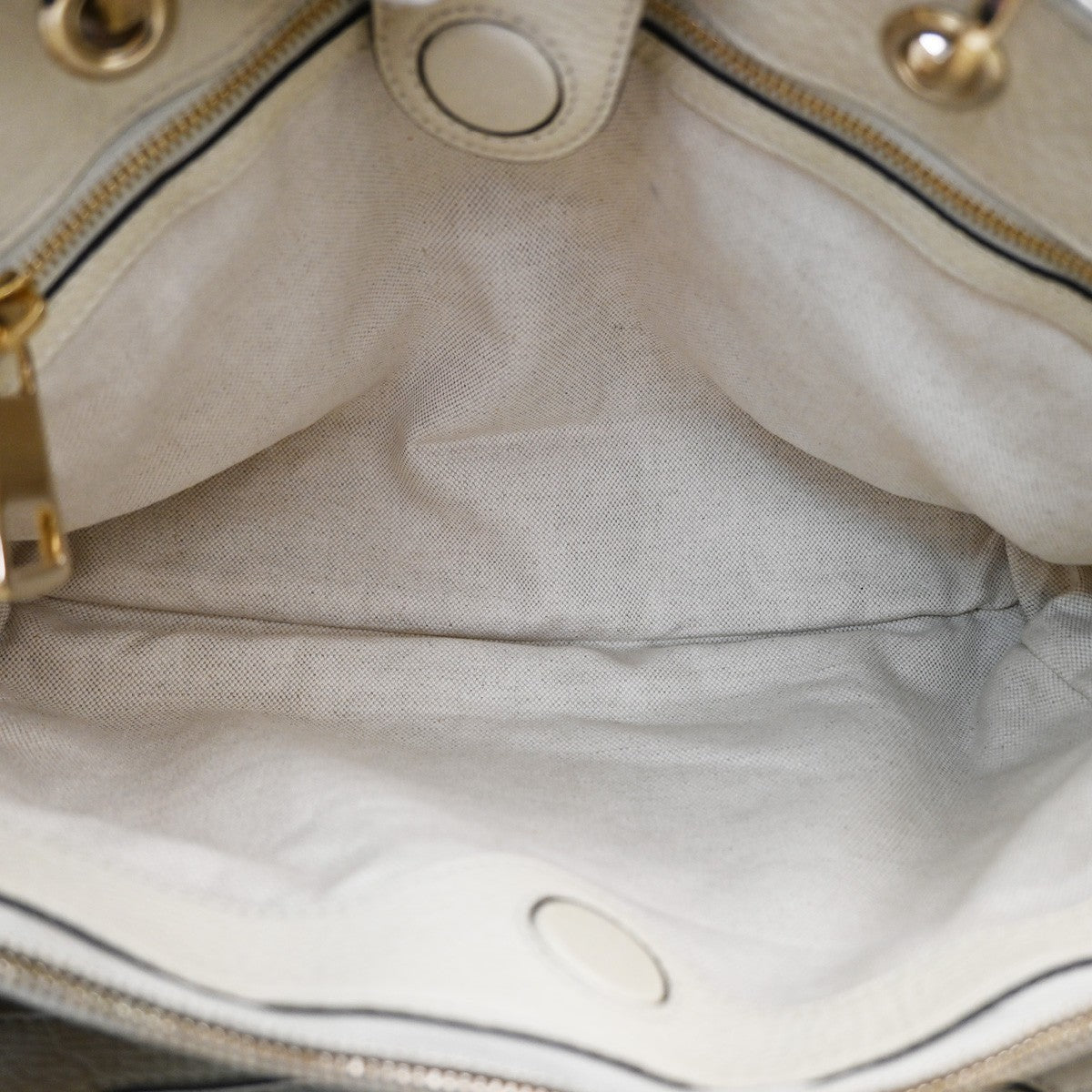 GUCCI Logo Bamboo 2Way Handbag Leather White GHW made in Italy 70TA662