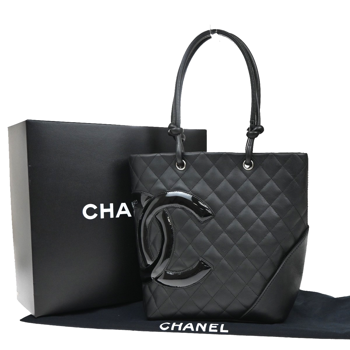 CHANEL CC Logo Medium Shoulder Tote Bag Leather Black Pink SHW Italy 304RL570