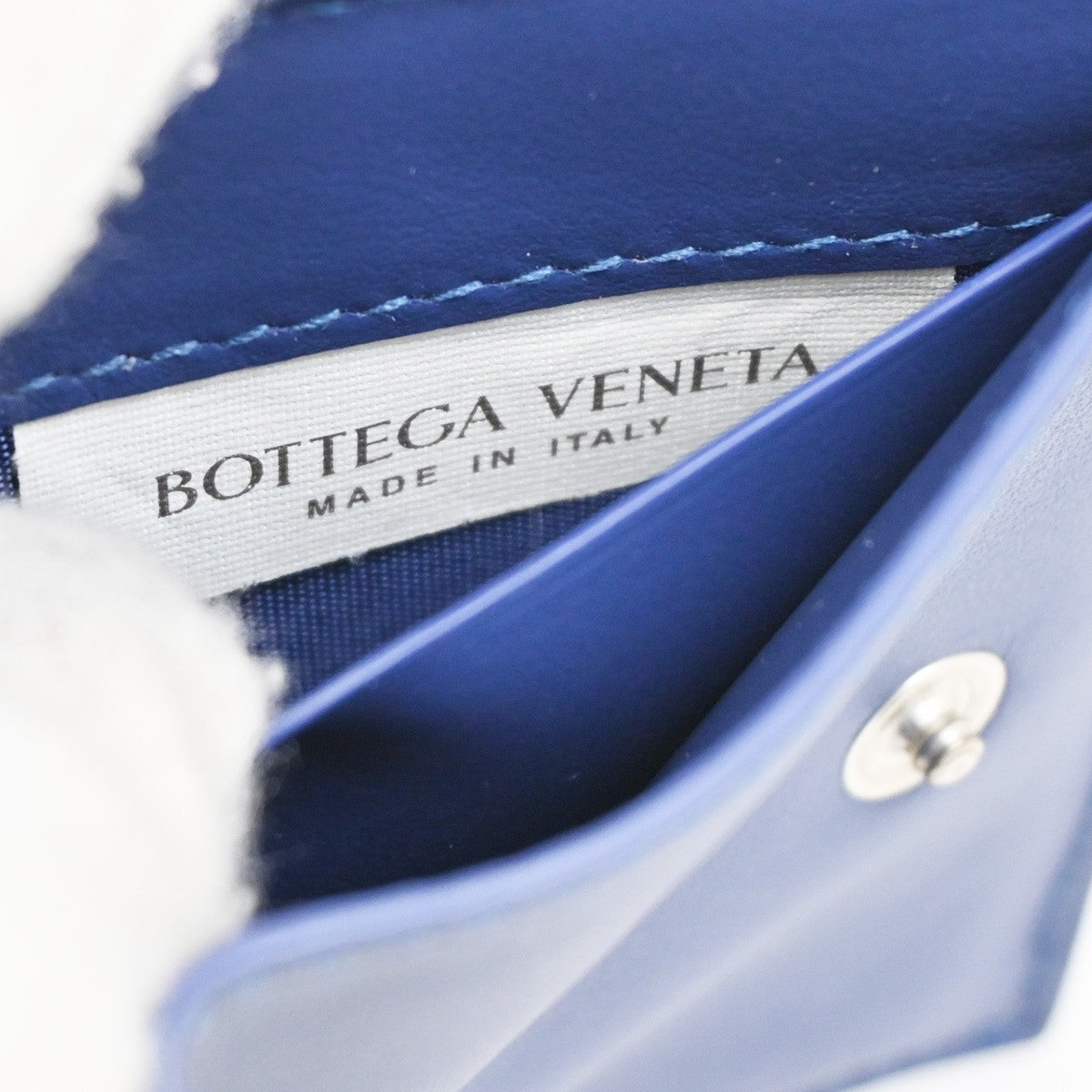 BOTTEGA VENETA INTRECCIATO Trifold Compact Wallet Leather Blue Italy 35KA812