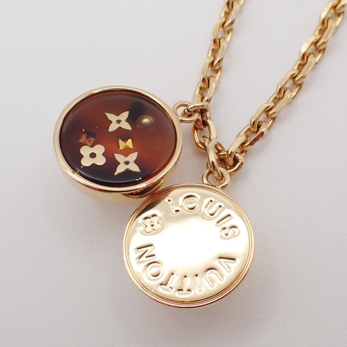 LOUIS VUITTON Logo Collier Inclusion Necklace GHW M65294 34EG360
