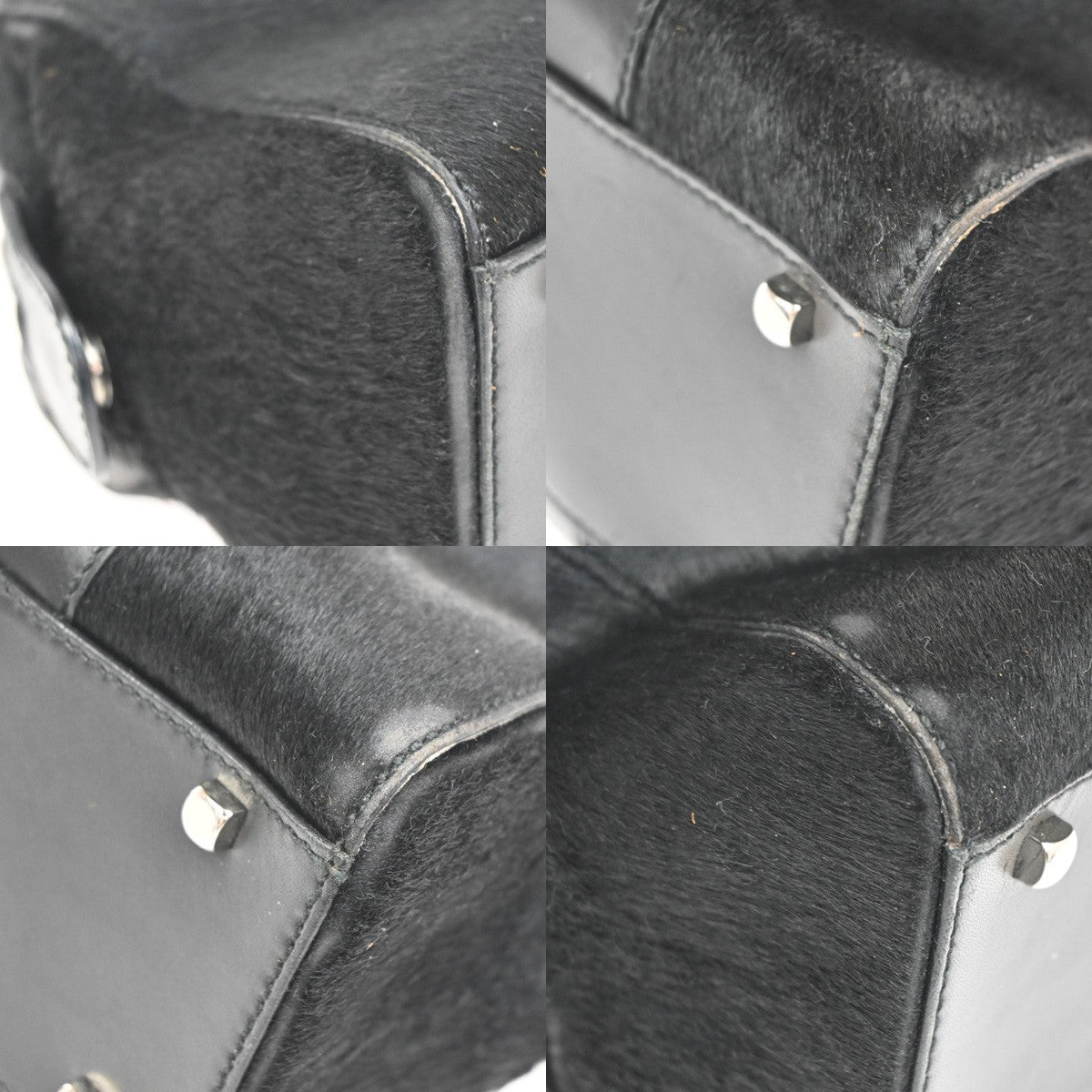 SALVATORE FERRAGAMO Logo 2WAY Shoulder Bag Fur Leather BK SHW Italy 05KC522