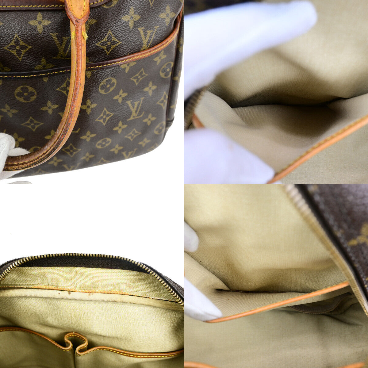 LOUIS VUITTON LV Logo Deauville Hand Bag Monogram Leather Brown M47270 64YG526