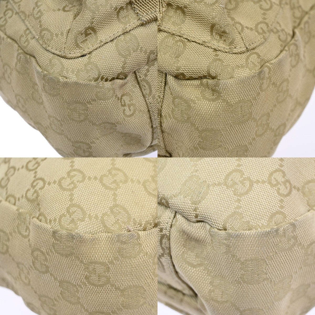 GUCCI Logo GG Pattern Shoulder Bag Canvas Leather Beige GHW Italy 34YJ134