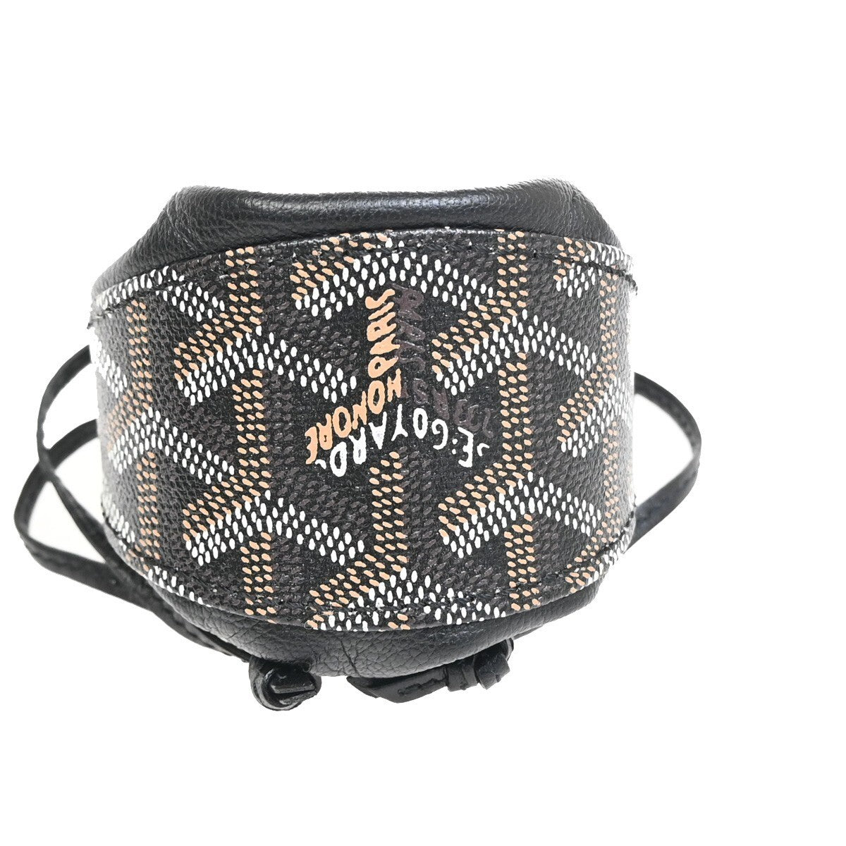 GOYARD Logo Bourse Drawstring Coin Case Pouch PVC Leather Black 84RL208
