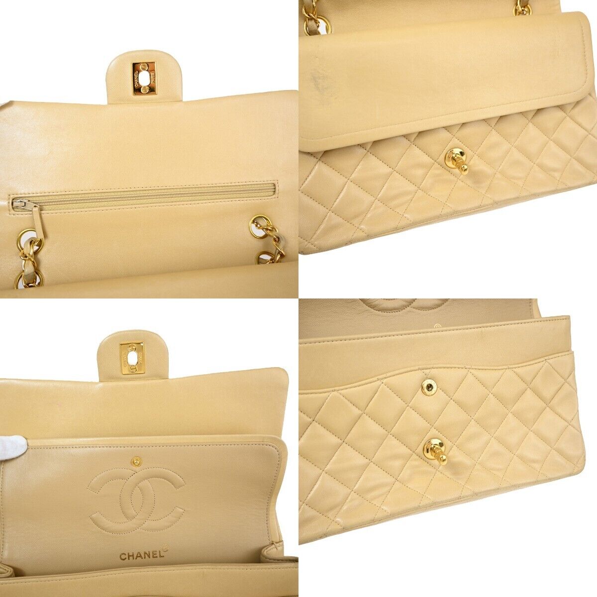 CHANEL Matelasse 25 Double Flap Chain Shoulder Bag Leather BE Vintage 804RJ773