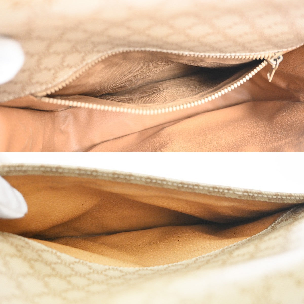 CELINE Logo Macadam Pattern Shoulder Bag PVC Leather Beige GHW Italy 68KC717