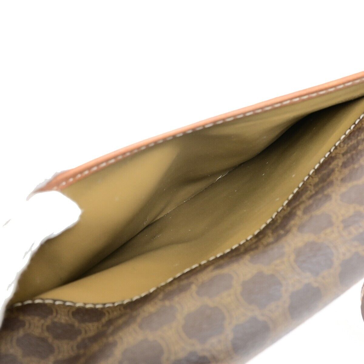 CELINE Logo Macadam Pattern Shoulder Bag PVC Leather Brown GHW Italy 65FB173