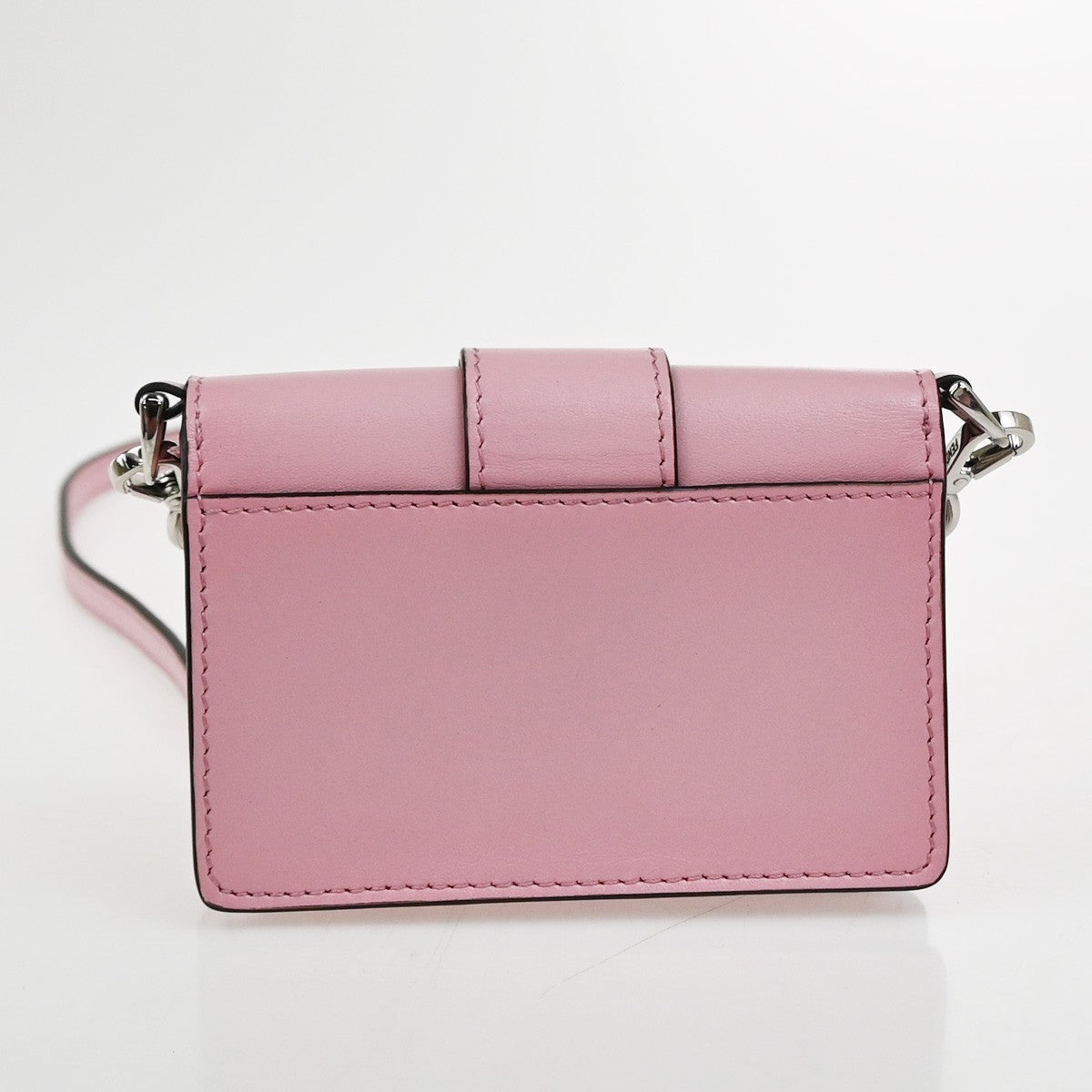FENDI Logo Micro Baguette Crossbody Shoulder Hand Bag Leather Pink SHW 76YJ049