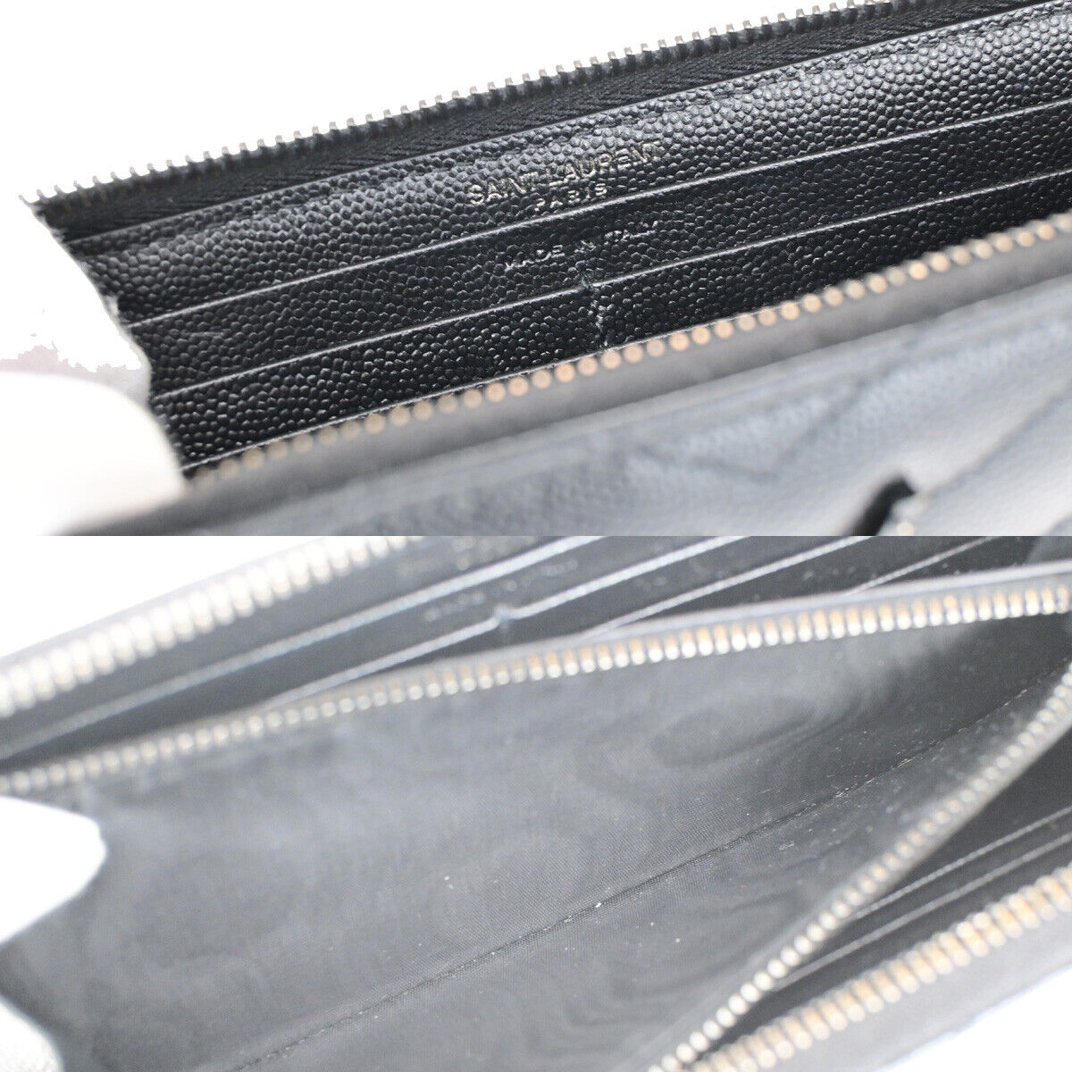 SAINT LAURENT YSL Logo Lou Long Bifold Zipper Wallet Leather Black Italy 80YG498