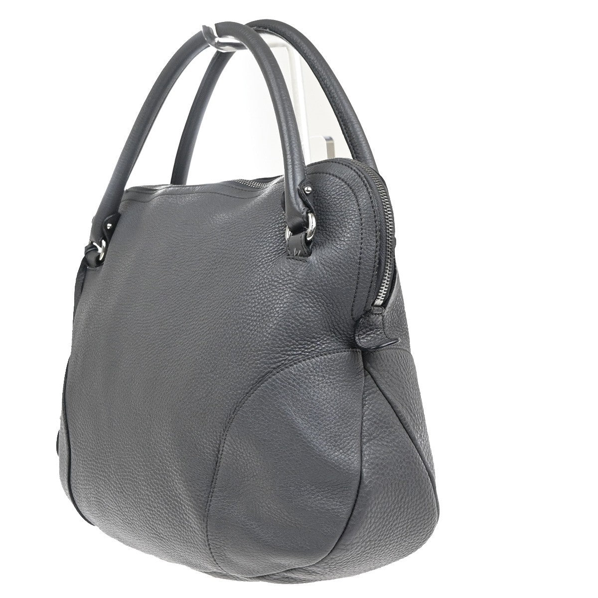 SALVATORE FERRAGAMO Logo Gancini Shoulder Hand Bag Leather Gray Italy 67KD031