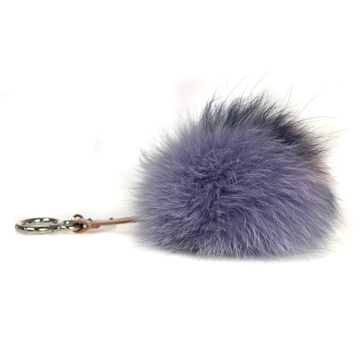 FENDI Logo Pompom Bag Charm Key Chain Fox Fur Leather Multicolor Pink 04GA320