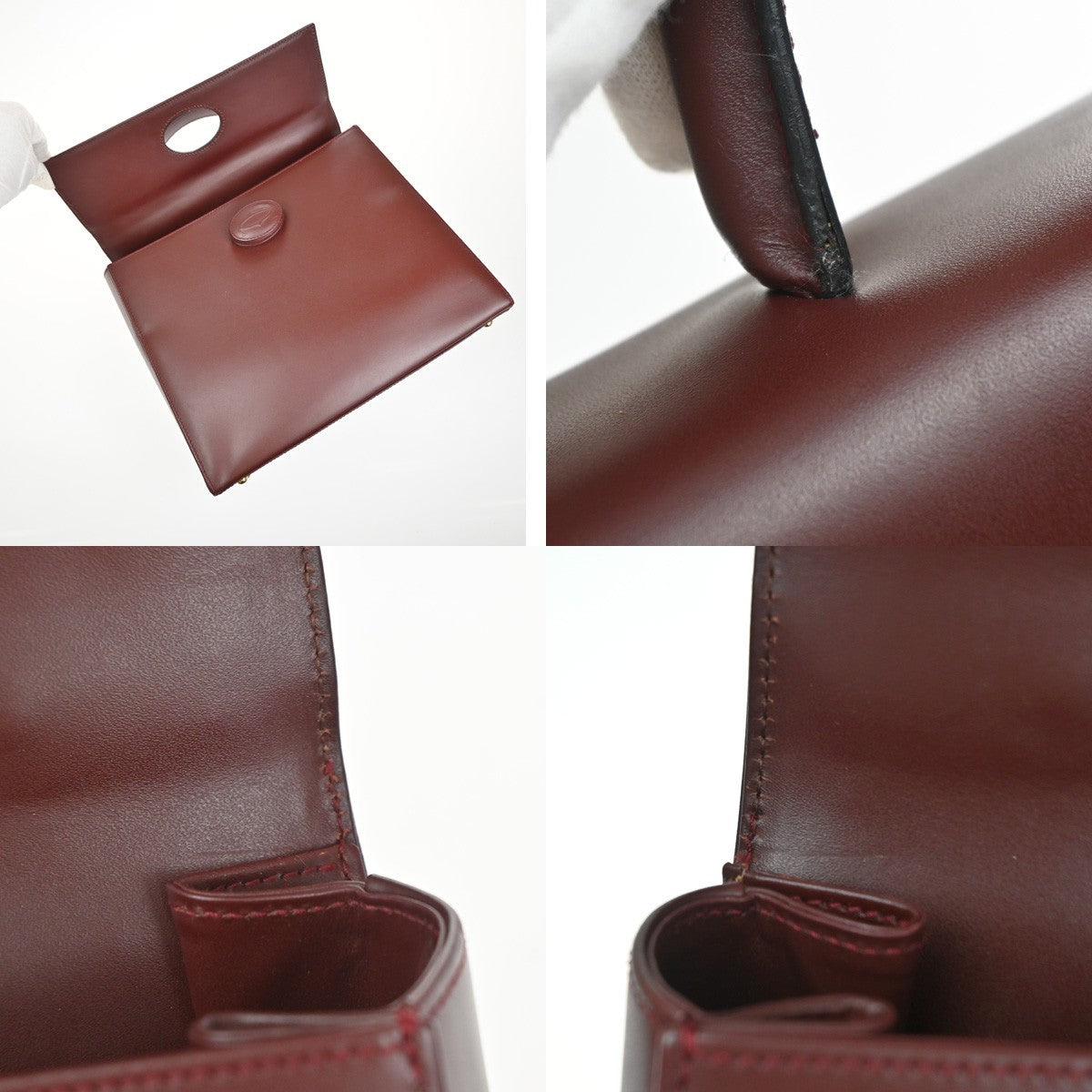MUST DE CARTIER 2C Logo Shoulder Hand Bag Leather Red GHW Italy 87YJ120