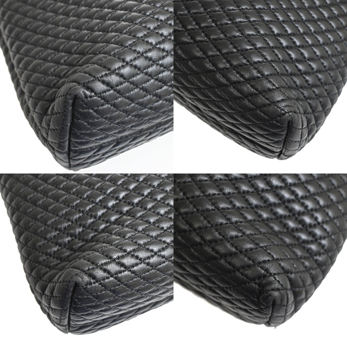 BALLY Logo Quilted Hand Bag Leather Black GHW Italy 02YH286