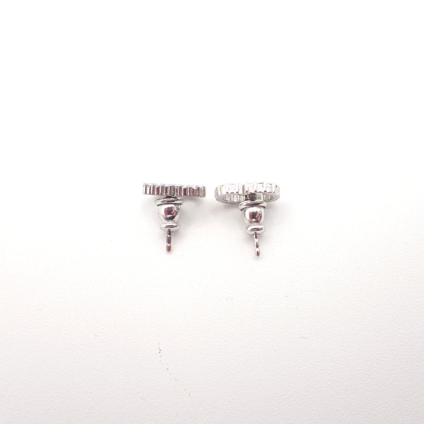 CHRISTIAN DIOR CD Logo Rhinestone Piercing Earrings Silver 62RL850