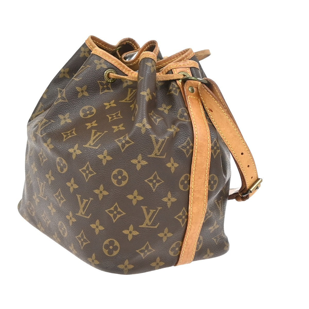 LOUIS VUITTON Petit Noe Drawstring Shoulder Bag Monogram Leather M42226 77YJ043