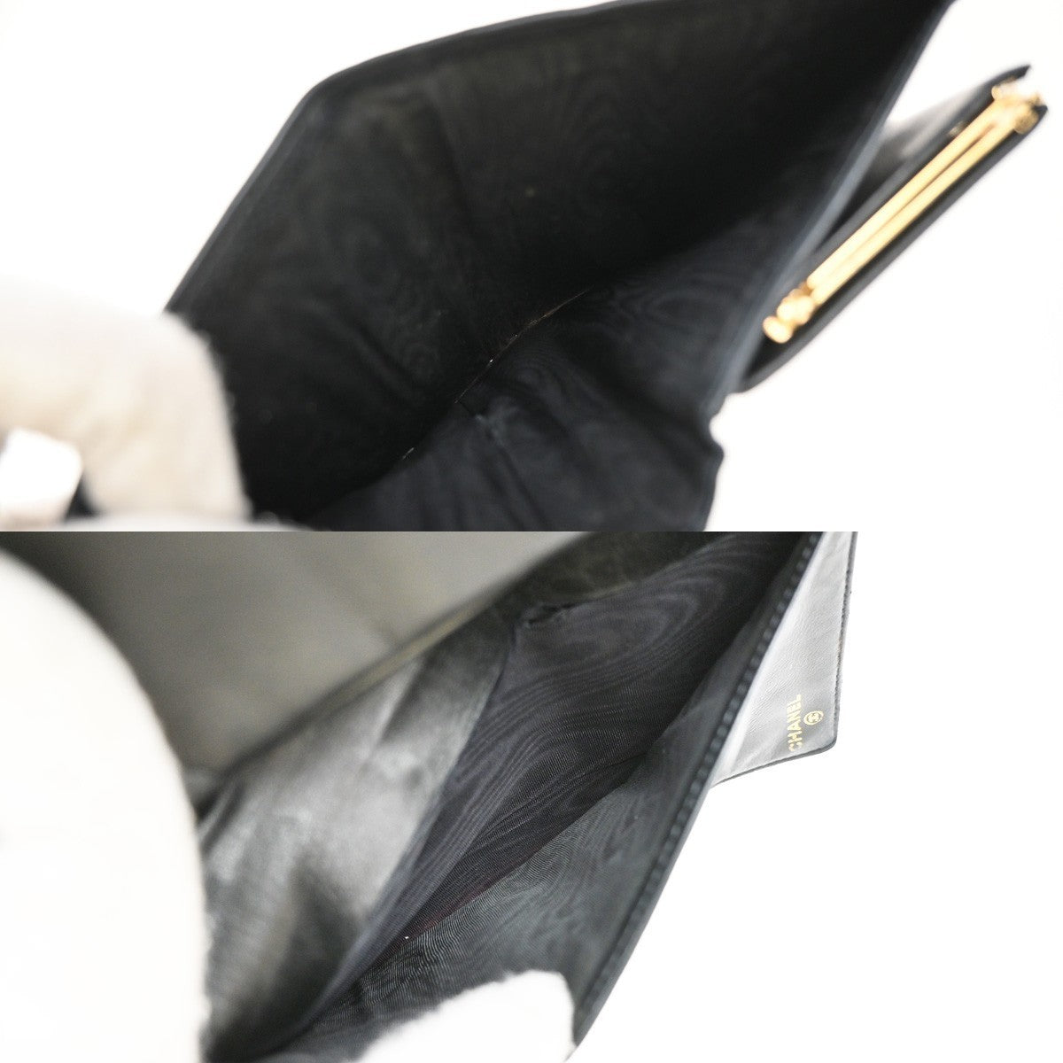 CHANEL CC Long Bifold Wallet Grained Calfskin Leather Black GHW 66EG194